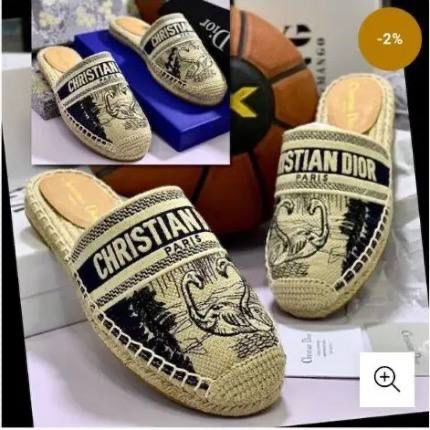 Christian Dior Paris Espadrille Mules – Beige Embroidered