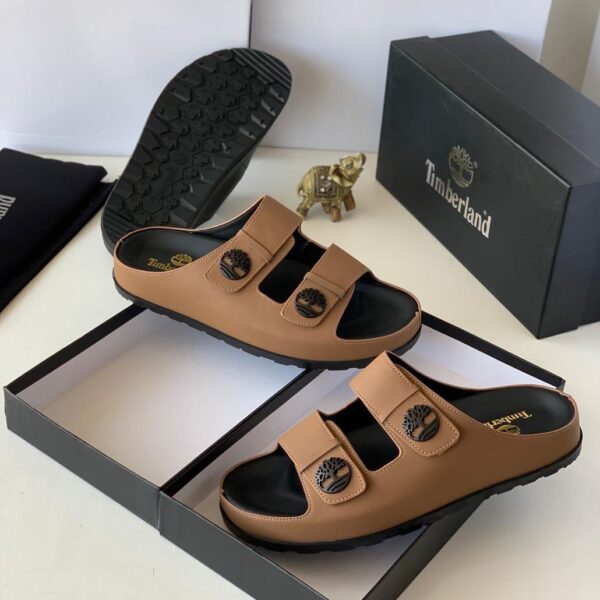 Timberland Tan Slide Sandals – Double Strap Comfort Wear