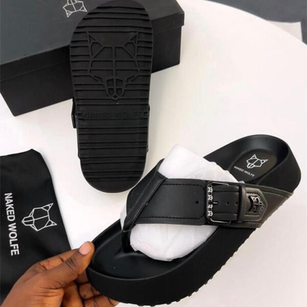 Naked Wolfe Platform Thong Flip-Flops – Black