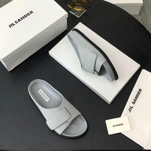 Jil Sander Minimalist Slide Sandals – Grey Leather